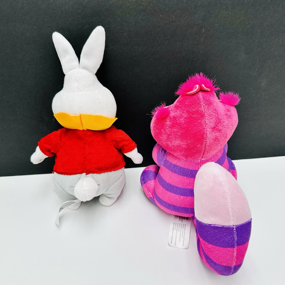 Disney Classics Alice in Wonderland White Rabbit & Cheshire Cat Stuffed Plush 9” - Picture 4 of 7